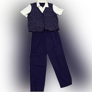 Alfred Dunner Purple White Women's Pant Suit 2 in 1 Blouse Floral 2 PCS 16